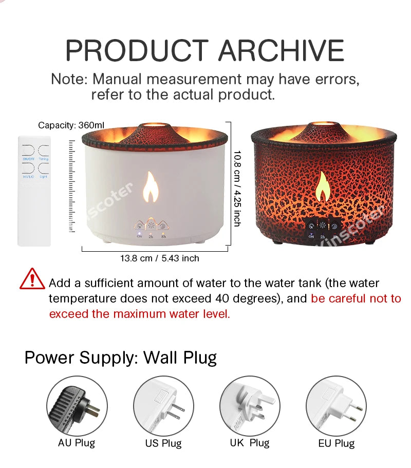 Diffuseur d'huile essentielle volcan